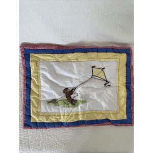 POTTERY BARN KIDS 26”x19”cotton appliqued CURIOUS GEORGE pillow cover sham RARE!